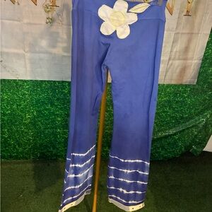 #361 Planet Body Blue Tie Dye Flare Pants Size Larg